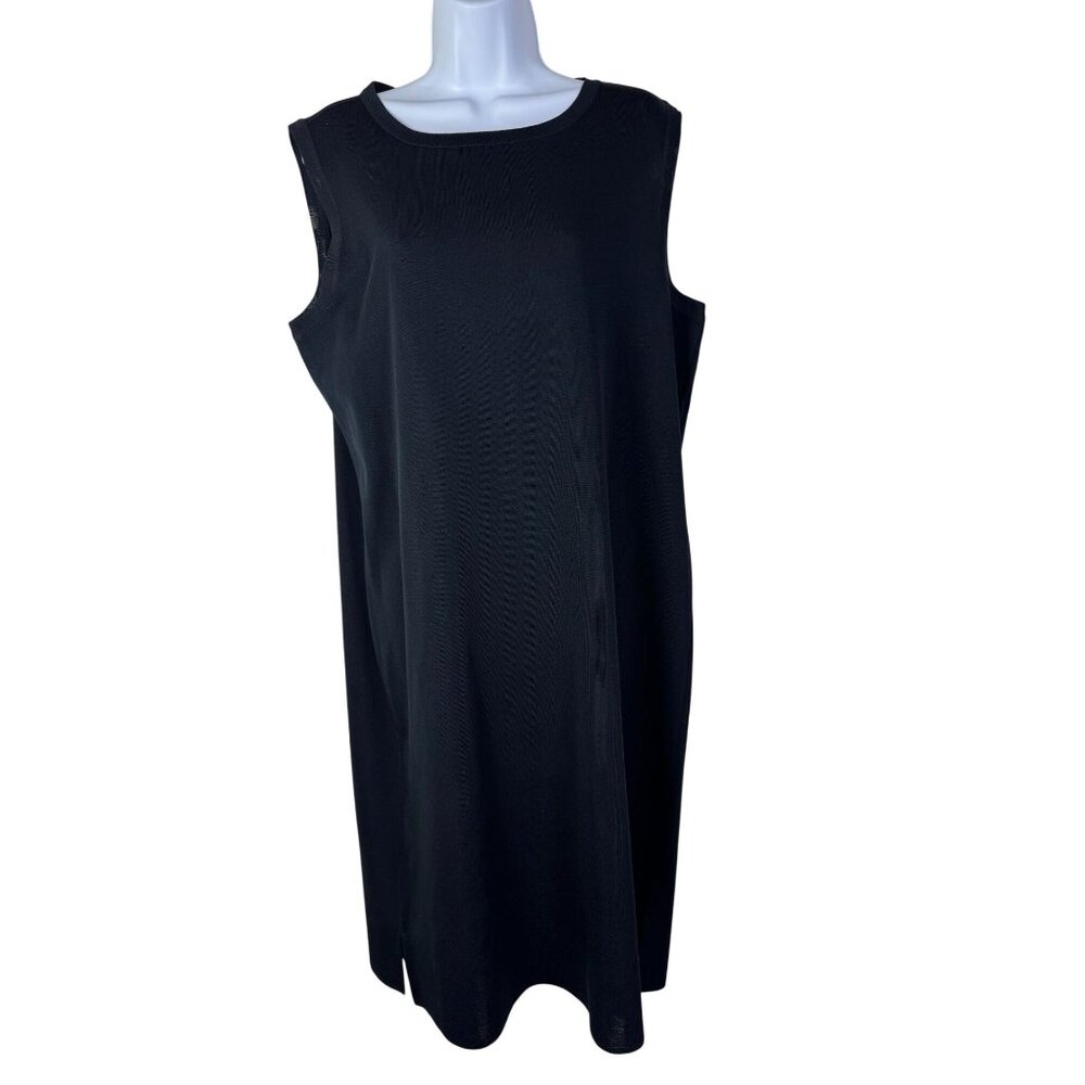 Ming Wang Black Sleeveless Shift Knit Dress Size XL Knee Ling Capsule Careerβ